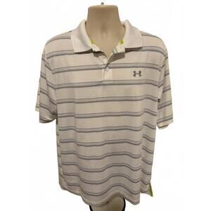 UNDER ARMOUR GOLF POLO MENS SIZE XL LOOSE WITH WTIH GRAY STRIPES HEAT GEAR